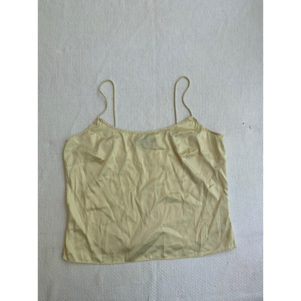 Antonio Melani Pale Yellow Silk Camisole with Scalloped Detailing, Size Medium